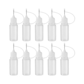LIKENNY Needle Bottle with Needle Dropper Bottle 10ml PE Replacement Container Liquid Bottles (White Cover, Pack of 10)