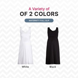 Valair Maternity Full Slip for Pregnant Women - Cotton/Lycra Top, Nylon Bottom, White, 38