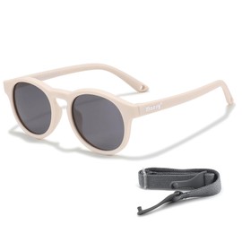 Maesy Bowi Children's Sunglasses for Toddlers and Babies, 1-3 Years, UV400 Polarised Protection, Flexible and Flexible Frame, Adjustable Elastic Band, Safe and Comfortable Children's Sunglasses, Beige