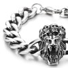 COOLSTEELANDBEYOND Men's Stainless Steel Lion Head Bracelet with Skull, Heavy