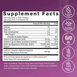 Acelerador de crecimiento del cabello Force Factor masticables suaves, vitaminas para el crecimiento del cabello para mujeres