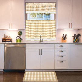 Anti-Fatigue Floor Comfort Mat - 18 x 30 Inch (Buffalo Check Taupe) - Waterproof Non-Slip Rug - Easy to Clean Cushioned Mat for Kitchen, Bathroom, Standing Desk & Office - Achim Home Decor