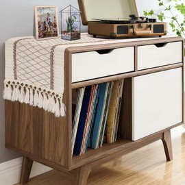 yuboo Summer Coffee Table Runner Boho, Cream Macrame Table Runners Short, Dresser Runner for Bedroom, Dresser Top for Nightstand, Dining Table, Bohemian Summer Table Decor, 48 Inches Long