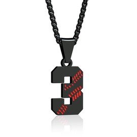 Suweibuke Inspiration Baseball Necklace - Jersey Number 0-99 Stainless Steel Baseball Chain Pendant Necklace - Team Jewelry Gift for Boys & Girls (3)