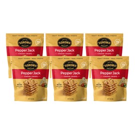 Sonoma Creamery Cheese Crisps, Pepper Jack, Savory Snack Cracker, High Protein, Low Carb, Gluten Free, Wheat Free, 10 Oz (Pack of 6)