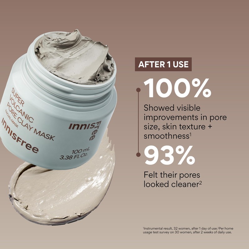Innisfree Super Volcanic Clay Mask, Premium Korean Skincare with AHA