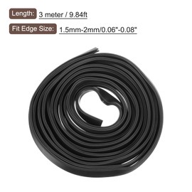 sourcing map sourcing map U Channel Edge Trim, 9.8ft Length Rubber Guard Seal Strip Edge Protector Round Type Fit for 1.5-2mm Edge, (5/16" W x 19/32" H) Black