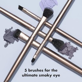 e.l.f. Kit de Pinceles para Ojos Ahumados, Juego de 5 Pinceles de Maquillaje para Crear un Look de Ojos Ahumados, Aplicar y Mezclar Sombra de Ojos, Ve