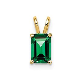 Solid 14k Yellow Gold 6x4mm Emerald Cut Mount Catholic Patron Saint Helens Pendant Charm