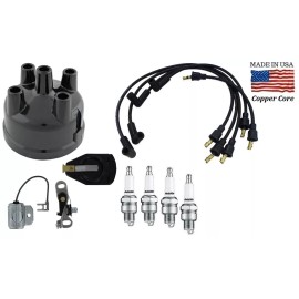 Distributor Ignition Tune up Kit w/ USA Copper Plug wires for Ford 8N Tractor