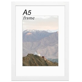 RUN HELIX A5 Frame - 14.8x21 cm, White Wooden A5 Picture Frame, A5 Certificate Frame for Wall Mount Display Pictures, A5 Picture Frames for Table or Wall Gallery Photo Frames (White)