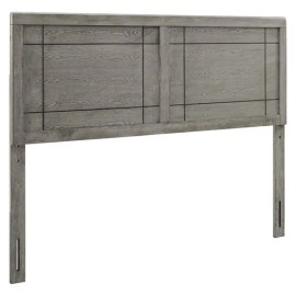 Pemberly Row Queen Modern Rubberwood and MDF Headboard in Gray