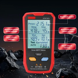 Solar Panel Tester - 800 W Photovoltaic Multimeter with Large Ultra Clear LCD, Solar MPPT Meter, Easy to Carry, User Friendly, Data Test for Photovoltaic Modules