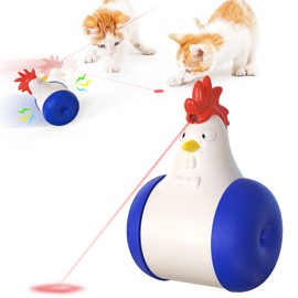 M.C.works Cat Laser Pointer, Led Light Pointer Cat Toys for Indoor Cats, Cat Toys for Chirstmas Gifts 180 Degree Self Balancing Toy/Automatic Ball/Bird Chirping/Moving Cat Balls