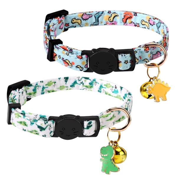 2pcs Adjustable Dinosaur Cat Collars, Cat Collar Kitty Collar Kitten
