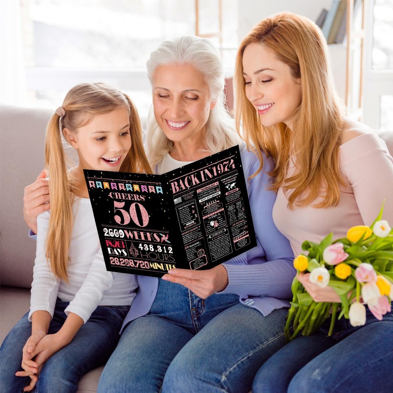 BGTCARDS 50th Birthday Card, 50th Birthday Gifts for Women, 50th