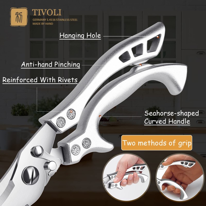 TIVOLI Heavy Duty Poultry Shears - Kitchen Shears with Serrated