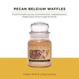 A Cheerful Giver - Pecan Belgium Waffles - 6oz Small Scented Candle Jar with Lid - Cheerful Candle - 35 Hours of Burn Time, Christmas Gift for Women, Brown