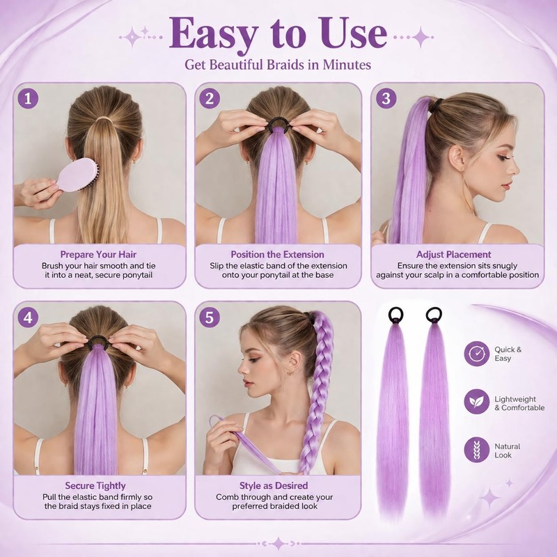 THEMIS HAIR Braid Ponytail Extension 2 Pack 26 Inch Rose