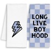 Dimurela Blue Long Live Boyhood Kitchen Towels Set of 2,