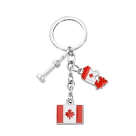 CENWA Canada Flag Heart Charm Earring/Keychain Flag Gift Canada Flag Gift National Flag Gift Canada Maple Leaf Jewelry (Canada Flag Keychain CA)