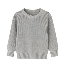 Toddler Baby Boys Girls Cotton Knitted Sweater Warm Soild Pullover Top Autumn Winter Outfits (US, Age, 2 Years, Water Grey)