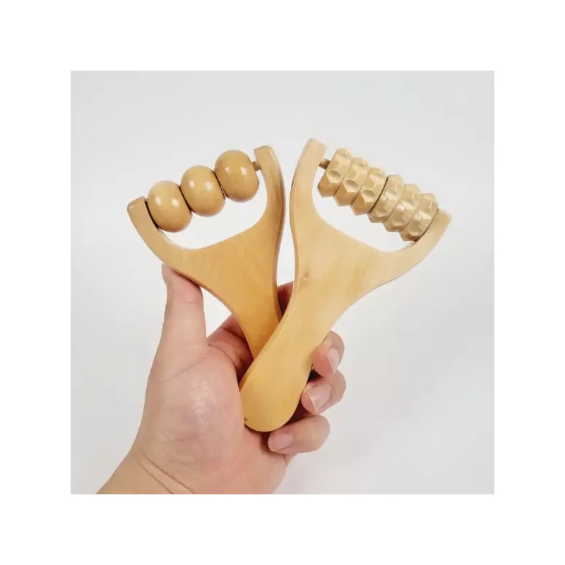 Haedangsang-eopseum 셀프 다리마사지기 나무 롤링 발바닥 마사지 [돌기형] Self Foot