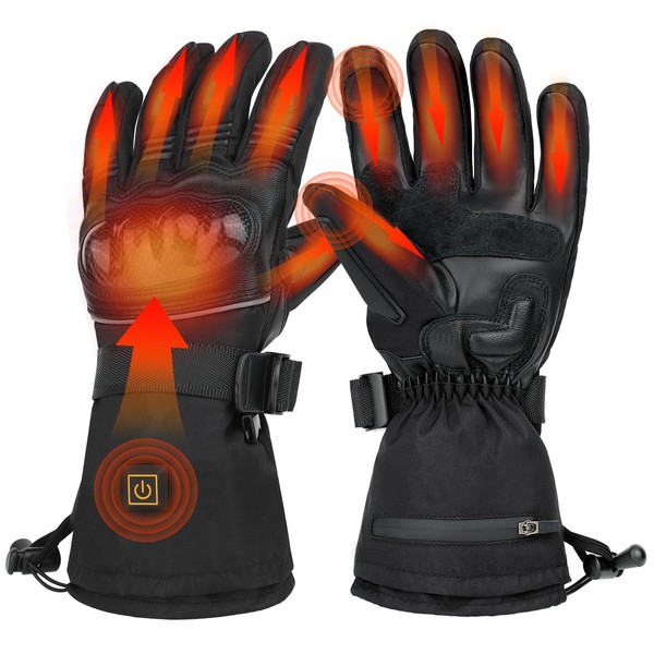 LuckyDayCLO Rechargeable Electric Heated Motocycle Gloves for Men Women with