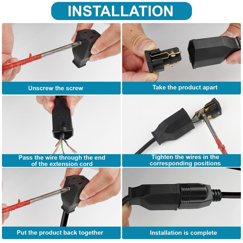 3 Wire Grounding Plug Extension Cord Straight Blade Adapter Replacement