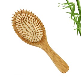 Wooden Hair Brush,1PC Natural Bamboo Hair Comb,Bristle Detangling Hairbrush,Bamboo Anti Static Hair Massage Brush,Bamboo Paddle Hairbrush,Natural Wooden Hair Brush with Air Cushion Combs,Oval