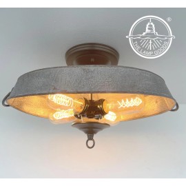 Does Not Apply New  Zinc Flat Cap Oval Galvanized Tub Laundry Room Ceiling Light Fixture Metal