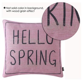 TRENDIN Hello Spring Pillow Covers 18x18 Inch Wood Grain Farmhouse Easter Decoration Holiday Seasonal Cushion Cover Square Pillowcase for Sofa Couch Cotton Linen Wood Grain Purple PL637TR