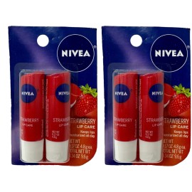 Nivea Strawberry Lip Care 4 Ct Tinted Scented 0.17 oz Discontinued Formula HTF