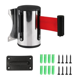 Aweisile Mass Control Barrier Tape 5 m Stainless Steel Retractable Wall Mounted Barrier Mass Control Barrier Tape for Airport Security Personal Control System Barrier Tape