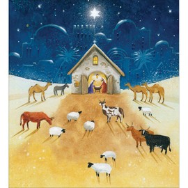 Woodmansterne 5 Manger Nativity Christmas Cards - Charity UK Made Xmas Cards