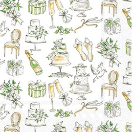 IHR Ideal Home Range Party Napkins Rosanne Beck Disposable 3-Ply Paper Lunch Napkin Pack, 6.5" x 6.5", Wedding Cakes, 20-Count