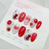 [Handmade Nail Tips] Tomato Horizontal Cat Nails - Coffin Egg