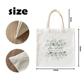 Zeghk Inspirational Christian Canvas Tote Bags for Women, Be Still and Know That I am God Christian Gifts for Women Faith, Bible Verse Gifts, Reusable Grocery Bags Shopping Bags