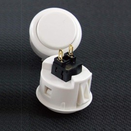 Sanwa 6 pcs OBSF-24 Original Push Button 24mm - for Arcade Jamma Video Game & Arcade Joystick Games Console (White) S@NWA