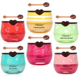 6 PZA Máscara Labial de Abeja Miniling, Bálsamo Labial de Miel a Granel, Máscaras Labiales Hidratantes para Dormir que Previenen la Sequedad y Exfoliantes Labiales, Máscara Labial de Propóleo para