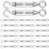 20 Pcs M6/5/4 Turnbuckle Hook and Eye 304 Stainless Steel