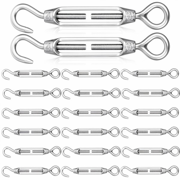 20 Pcs M6/5/4 Turnbuckle Hook and Eye 304 Stainless Steel