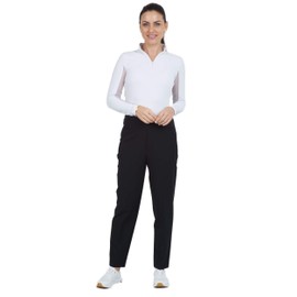 IBKUL Women's Stain Resistant Solid Knit Ankle Pants - 70000 Black Solid 12