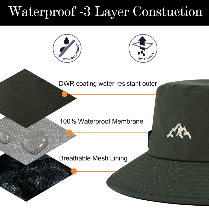 Comhats Waterproof Bucket Hat, Outdoor Hat for Hiking, Golf, Safari,