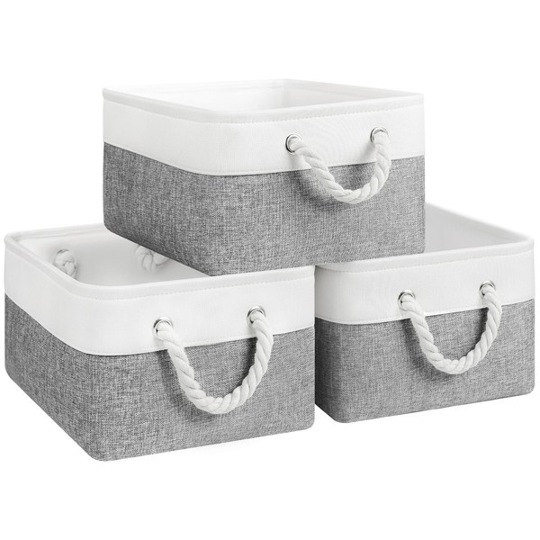 Patvingot Storage Baskets 14.1” x 10.2” x 7” for Shelves,Canvas