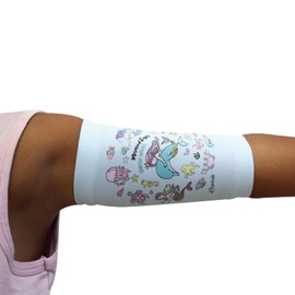 Linphelle Coverpicc Kids Microfibre Catheter Bracelet Breathable Fabric Design for Kids Ideal for PICC and Glucometer Little Mermaid Pattern