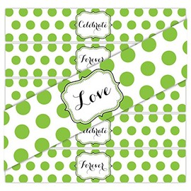 24 Large Dots WATERPROOF Water Bottle Stickers | CELEBRATE, LOVE, FOREVER | 8 of each phrase (Lime Green)