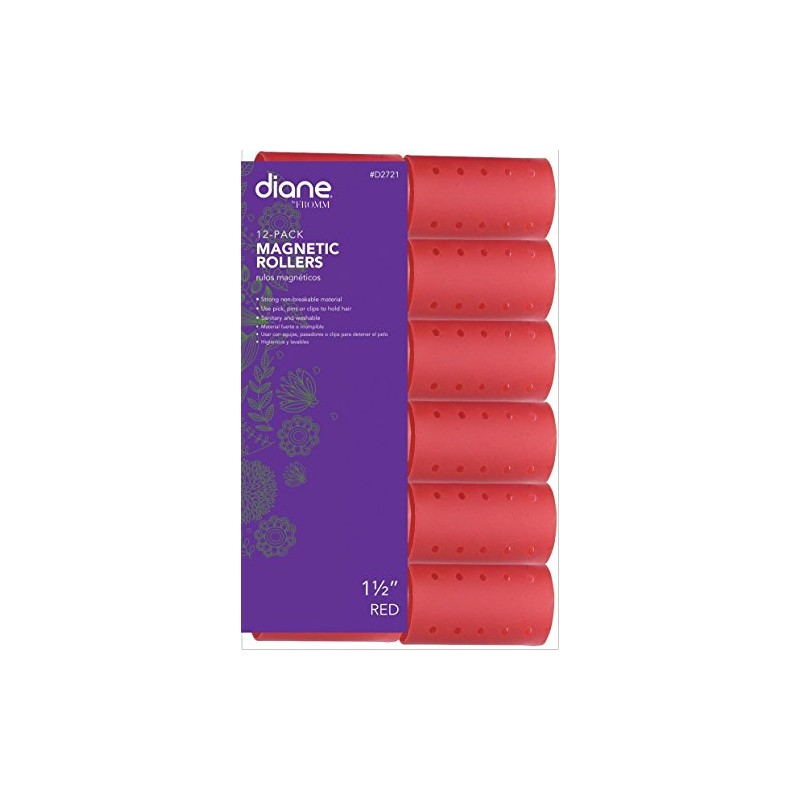 Diane Magnetic Hair Roller, Red, 1 1/2 Inch
