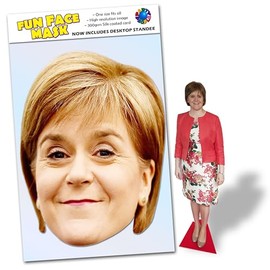 Party People 1 x Nicola Sturgeon - Ready To Wear Celebrity Face Mask Includes Freestanding 20cm Desktop Standee Card Cutout - Standee Nicola S