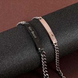 KeAlzari Couple Bracelets for Him & Her, Heart Puzzle Her Beast & His Beauty, Stainless Steel Love Bracelets, Gift, Stainless Steel